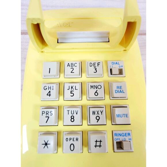 Vintage AT&T Touch Tone Traditional 100 Yellow Telephone Wall Phone - Picture 4 of 16